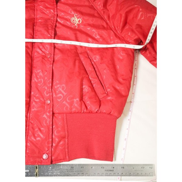 SOUTHPOLE Red Bomber Jacket w/ Fur Trim Y2k - Picture 7 of 8